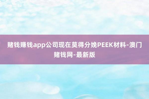 赌钱赚钱app公司现在莫得分娩PEEK材料-澳门赌钱网-最新